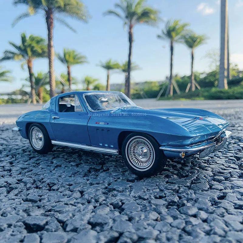 "Maisto 1:18 1965 Chevy Corvette Blue Diecast - Retro Classic Car Model" - Aautomotive