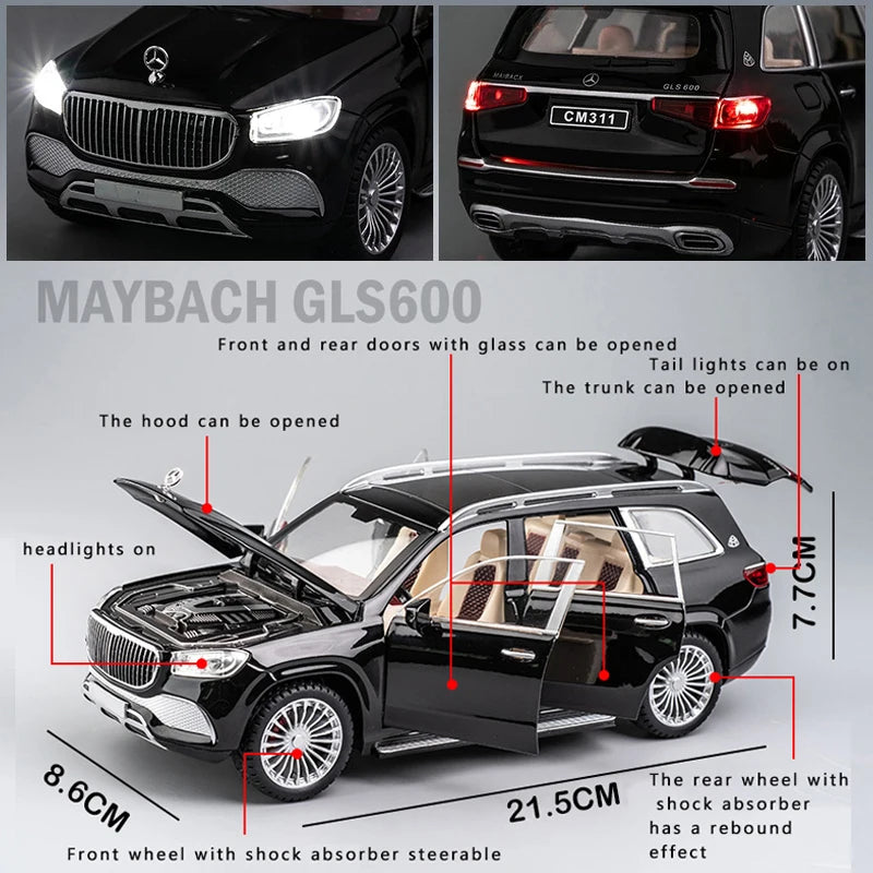 MERCEDES BENZ  Gls600 Alloy Car Model Die-Cast Sound And Light 1:24 Simulated