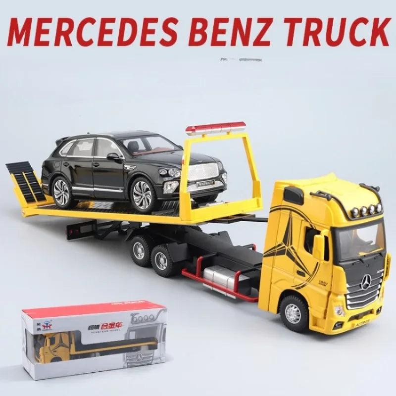 "1:24 Diecast Benz Flatbed Trailer - Sound, Light, Miniature Toy" - Aautomotive