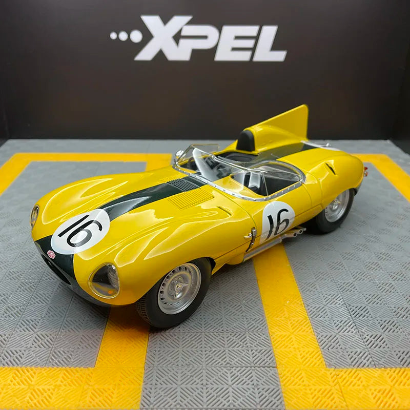 Jaguar French Le Mans Racing D-Type 1956 Yellow Die Cast 1/18 Scale