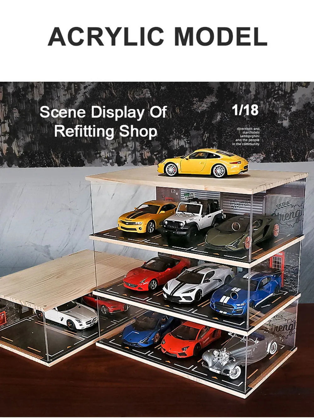 1/18 Display Box Acrylic Transparent Toy Car Model